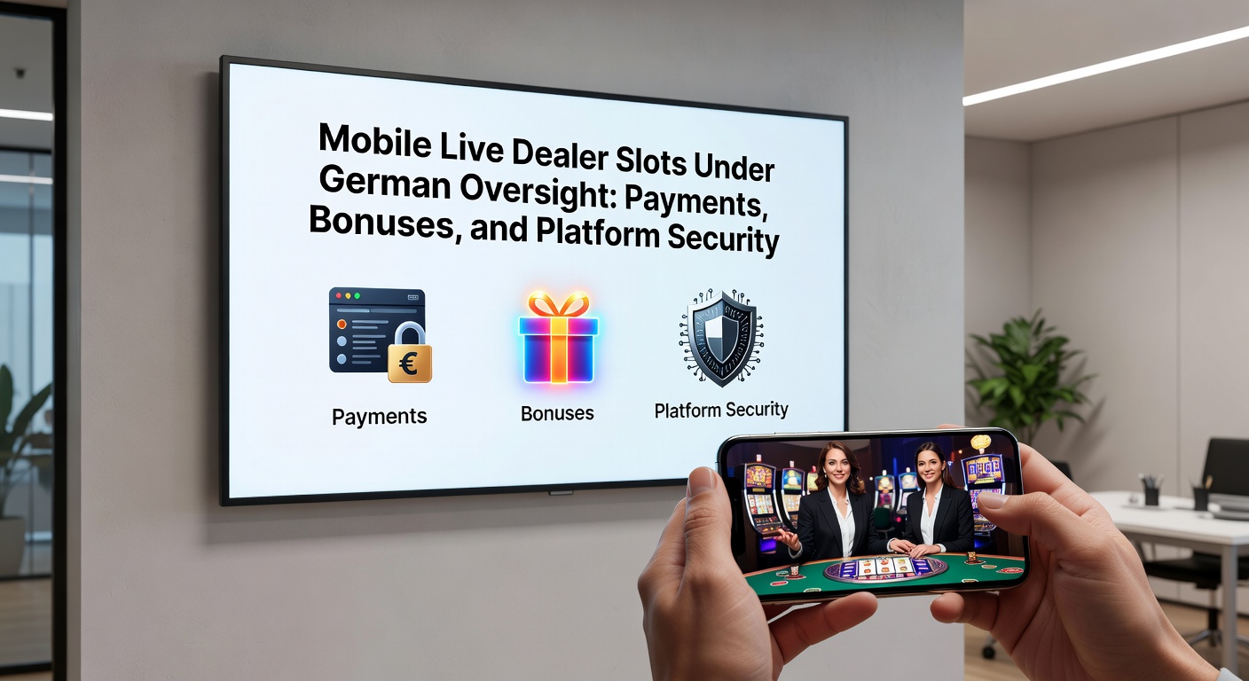 Smartphone mit Live-Dealer-Slot-Spiel unter deutscher Lizenz, das Zahlungsoptionen und Sicherheitsfeatures zeigt