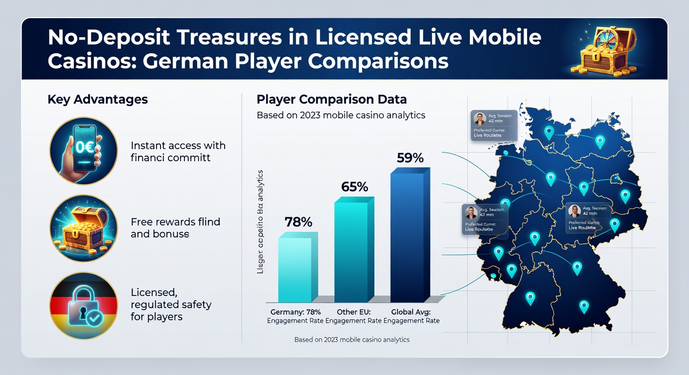 Vergleichstabelle mit No-Deposit-Boni in Live-Mobile-Casinos, Highlights für deutsche Spieler mit Lizenzlogos und Gewinnbeispielen